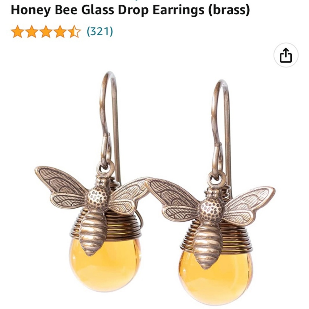 Antique Brass Honey Bee charm necklace and earring set 🐝